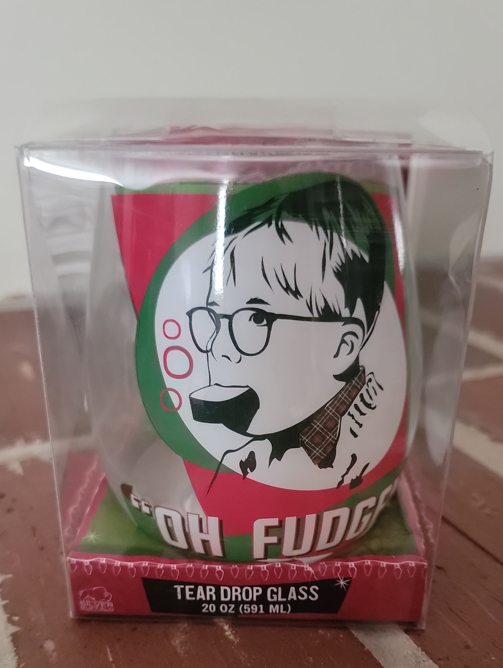 Oh Fudge Tear Drop Glass - Red & Green